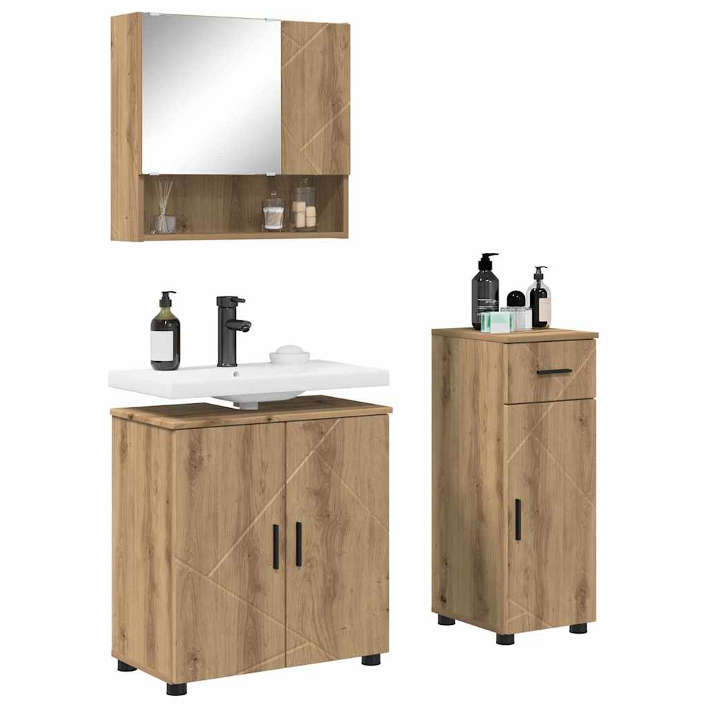 Σετ Επίπλων Μπάνιου 3 τμχ. Artisan Oak 61 x 35 x 64 εκ. - Pakobazaar
