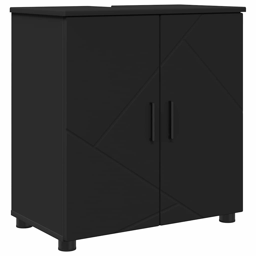 Σετ Επίπλων Μπάνιου 4 pcs Μαύρο Επεξεργασμένο ξύλο & Μέταλλο - Pakobazaar