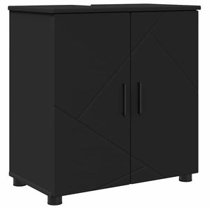 Σετ Επίπλων Μπάνιου 4 pcs Μαύρο Επεξεργασμένο ξύλο & Μέταλλο - Pakobazaar