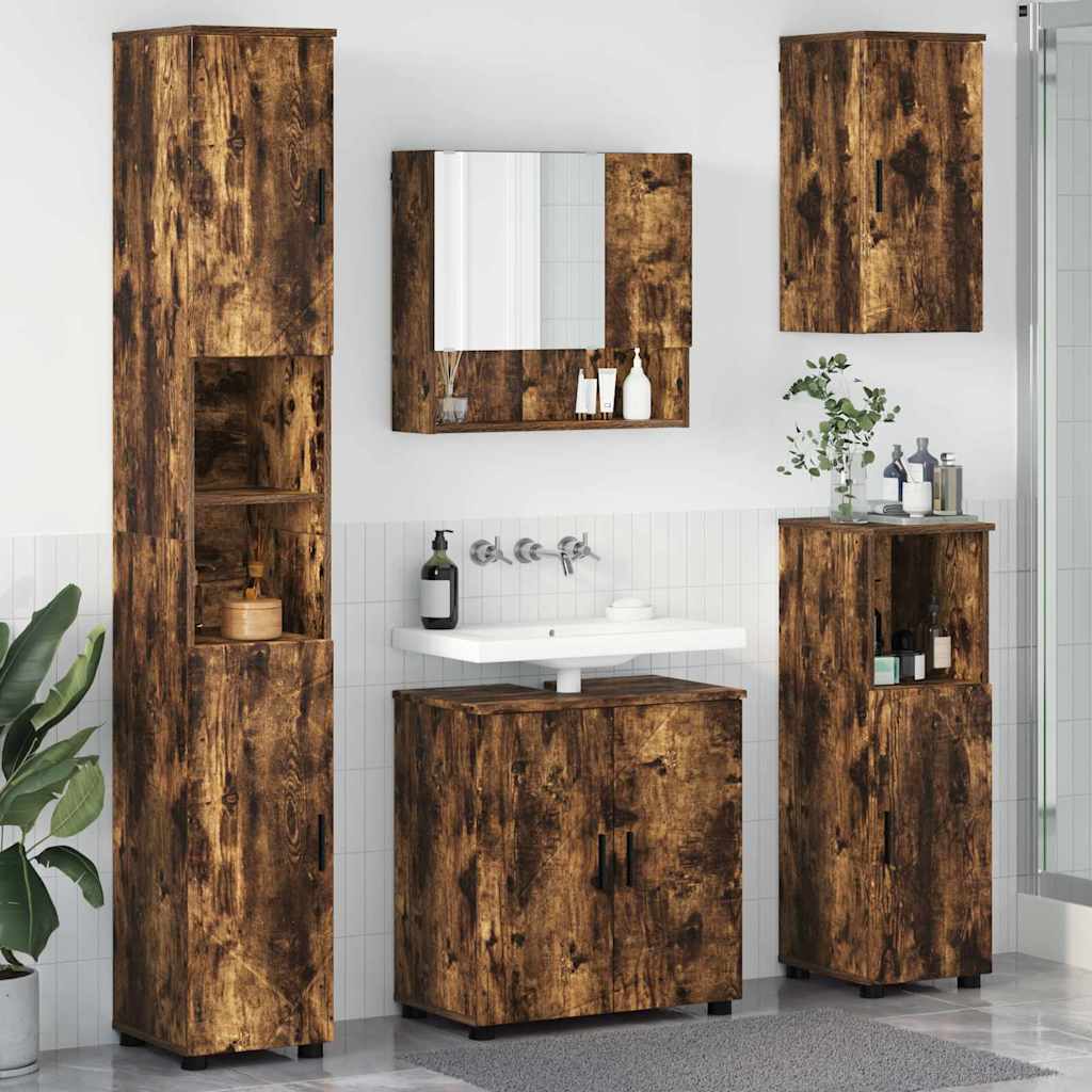 Σετ Επίπλων Μπάνιου 5 τμχ. Καπνιστό Δρύς 61 x 35 x 64 εκ. - Pakobazaar