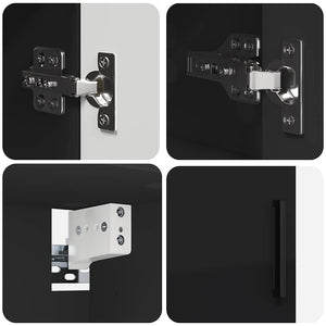 Σετ Επίπλων Μπάνιου 5 pcs Μαύρο Επεξεργασμένο ξύλο & Μέταλλο - Pakobazaar