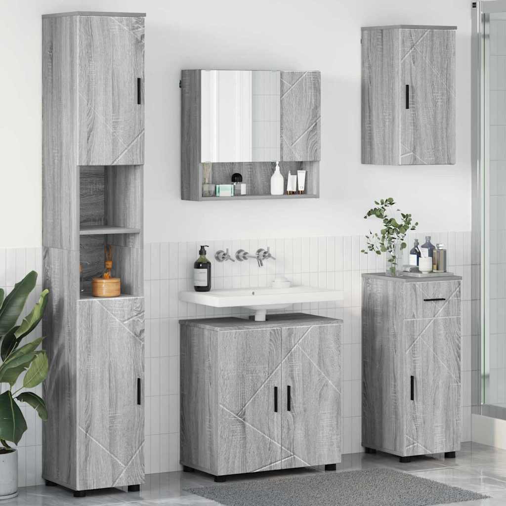 Σετ Επίπλων Μπάνιου 5 τμχ. Γκρίζο Σονομα 61 x 35 x 64 εκ. - Pakobazaar