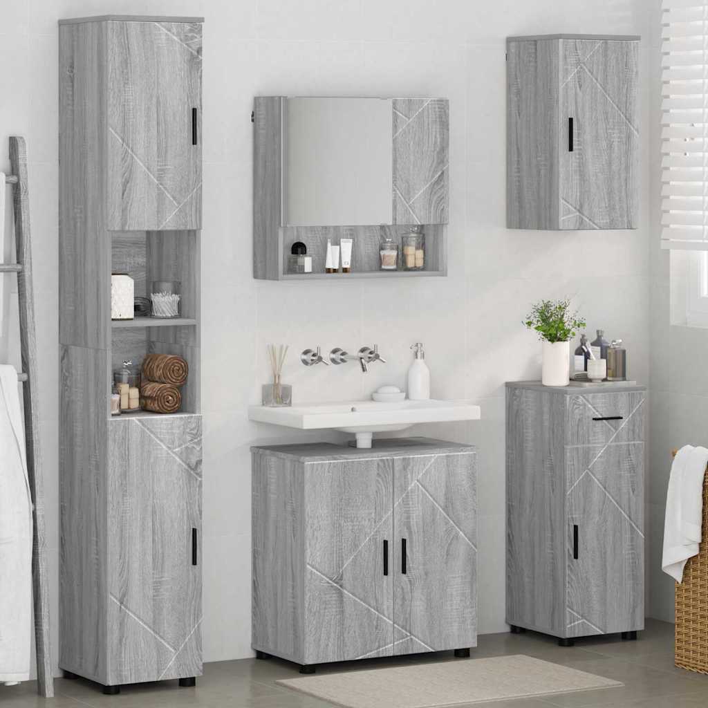 Σετ Επίπλων Μπάνιου 5 τμχ. Γκρίζο Σονομα 61 x 35 x 64 εκ. - Pakobazaar