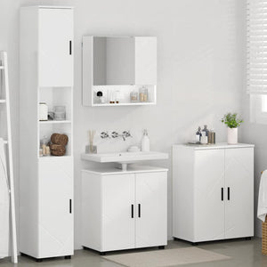 Σετ Επίπλων Μπάνιου Επιτοίχιο 4 pcs Υψηλής γυαλάδας λευκό - Pakobazaar