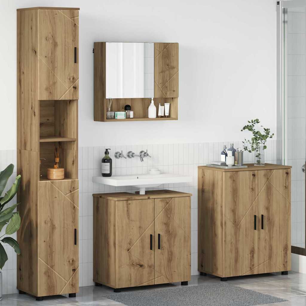 Σετ Επίπλων Μπάνιου 4 τμχ. Artisan Oak 61 x 35 x 64 εκ. - Pakobazaar