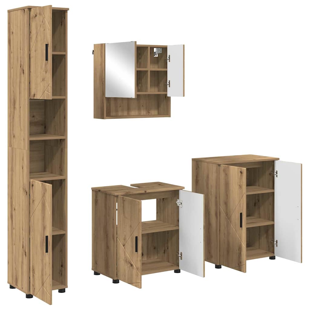Σετ Επίπλων Μπάνιου 4 τμχ. Artisan Oak 61 x 35 x 64 εκ. - Pakobazaar