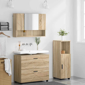 Σετ Επίπλων Μπάνιου με συρτάρι με ράφι 3 pcs Δρύς Sonoma - Pakobazaar