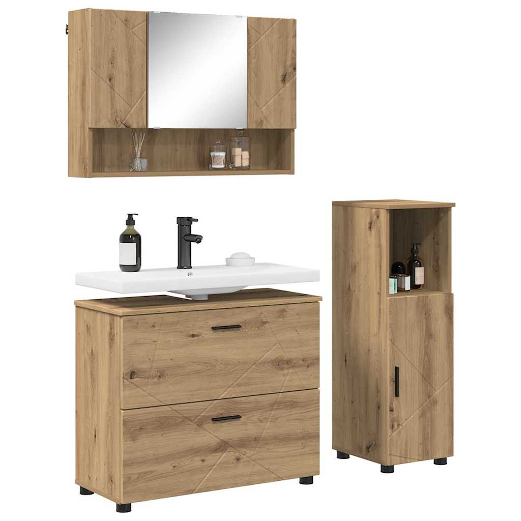 Σετ Επίπλων Μπάνιου 3 τμχ. Artisan Oak 76,5 x 35 x 64 εκ - Pakobazaar