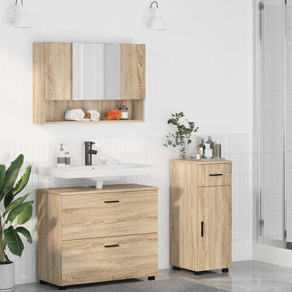 Σετ Επίπλων Μπάνιου με συρτάρι με ράφι 3 pcs Δρύς Sonoma