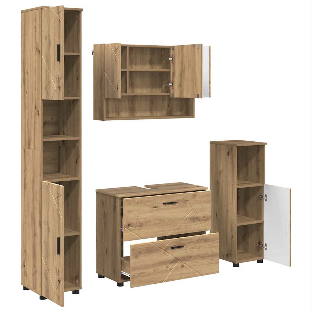 Σετ Επίπλων Μπάνιου 4 τμχ. Artisan Oak 35 x 30 x 192 εκ - Pakobazaar