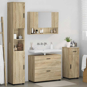Σετ Επίπλων Μπάνιου με συρτάρι με ράφι 4 pcs Δρύς Sonoma - Pakobazaar