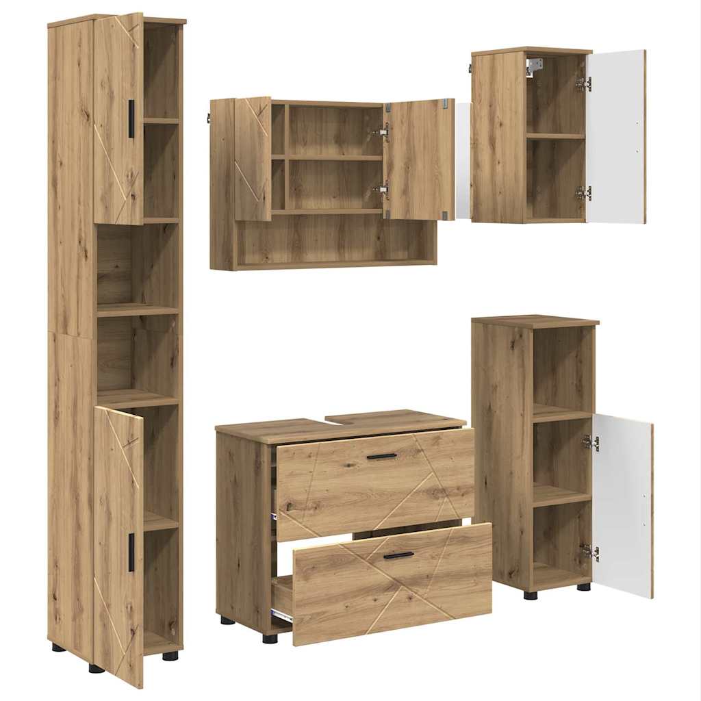Σετ Επίπλων Μπάνιου 5 τμχ. Artisan Oak 35 x 30 x 192 εκ - Pakobazaar