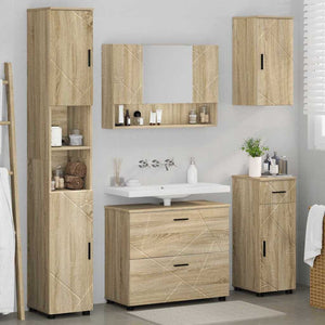 Σετ Επίπλων Μπάνιου με συρτάρι με ράφι 5 pcs Δρύς Sonoma - Pakobazaar