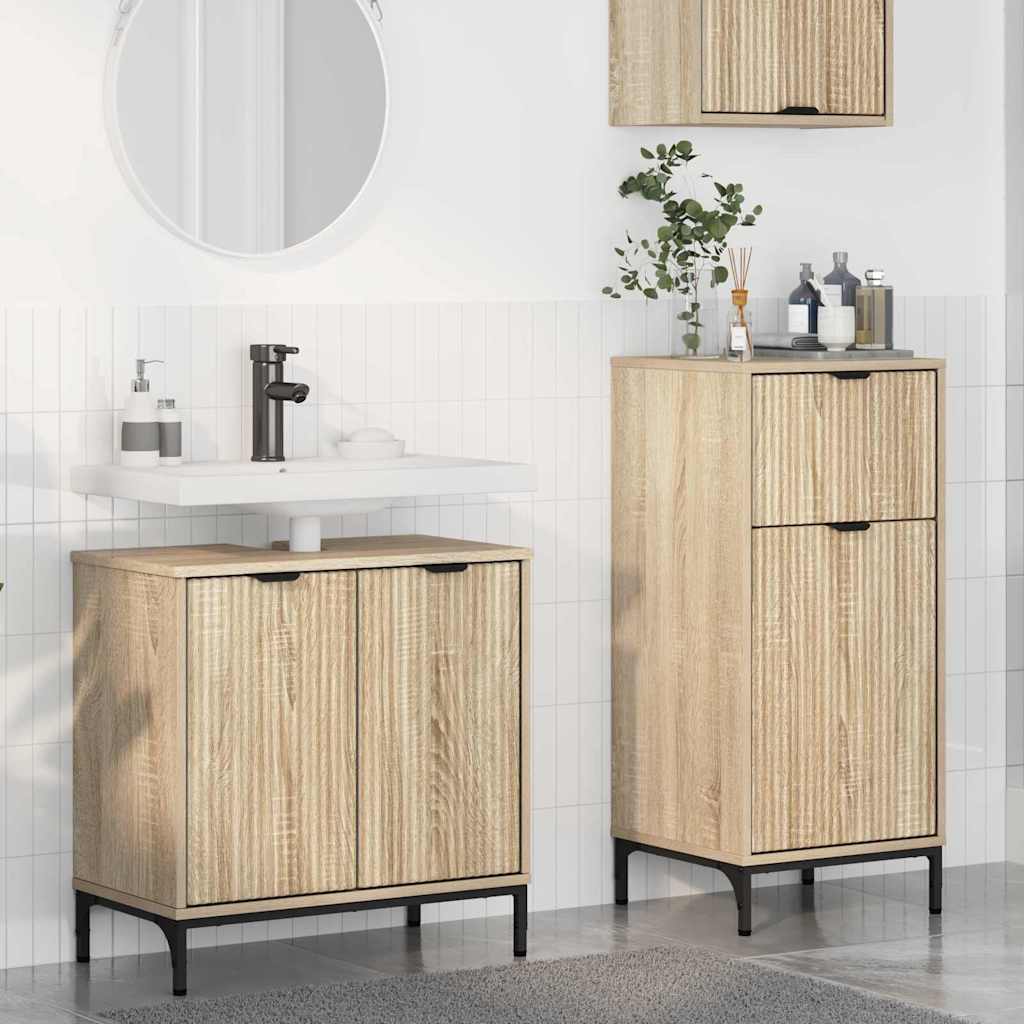 Σετ Επίπλων Μπάνιου με συρτάρι με ράφι 2 pcs Δρύς Sonoma