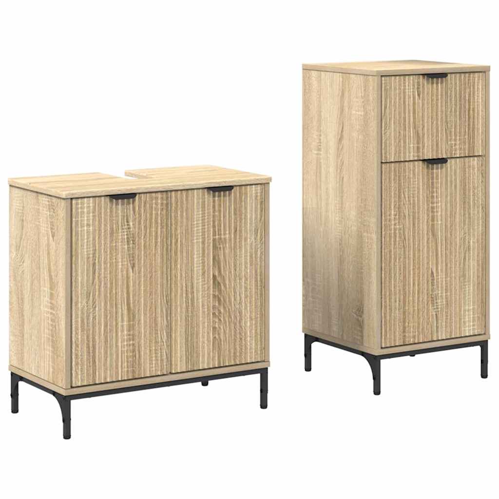 Σετ Επίπλων Μπάνιου με συρτάρι με ράφι 2 pcs Δρύς Sonoma