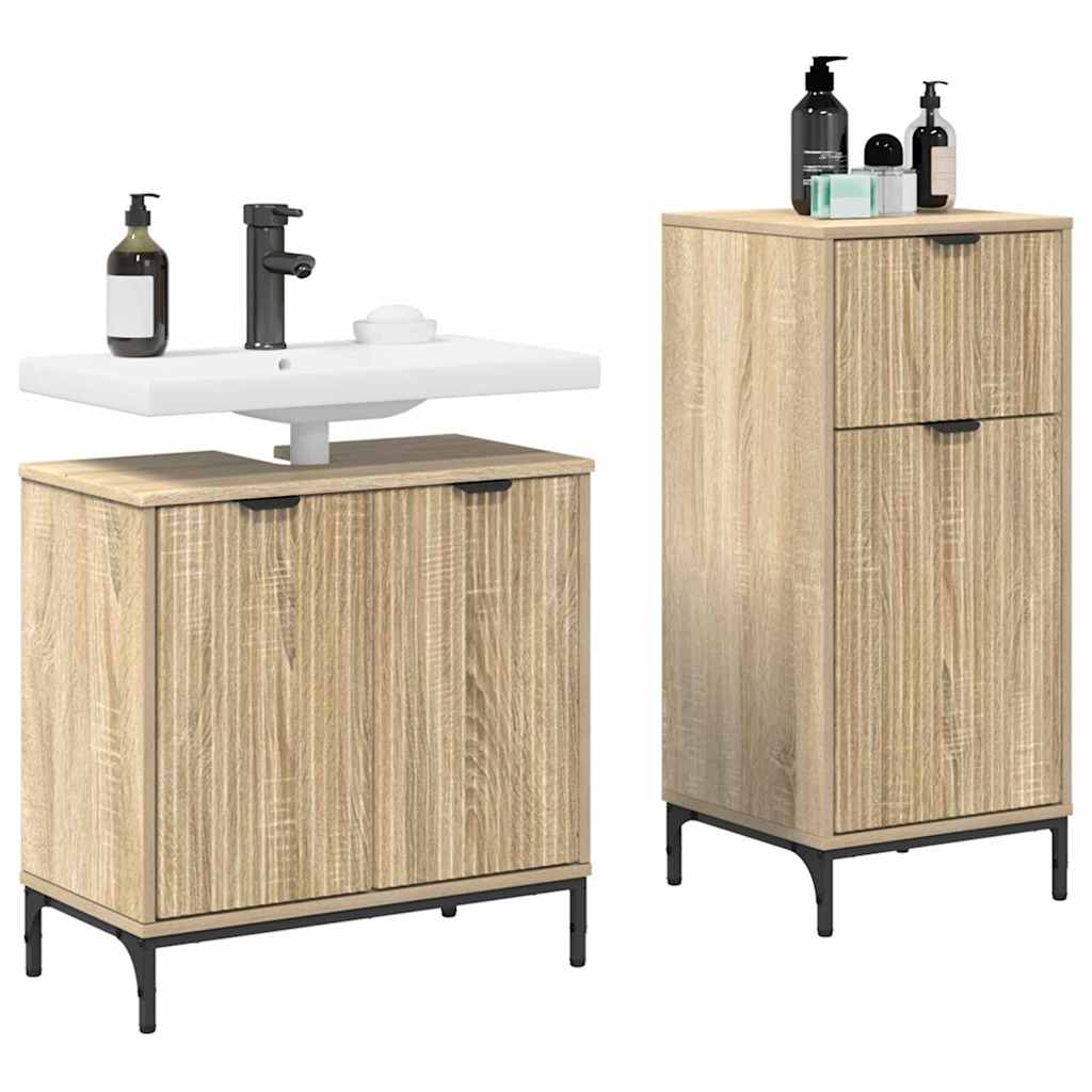 Σετ Επίπλων Μπάνιου με συρτάρι με ράφι 2 pcs Δρύς Sonoma