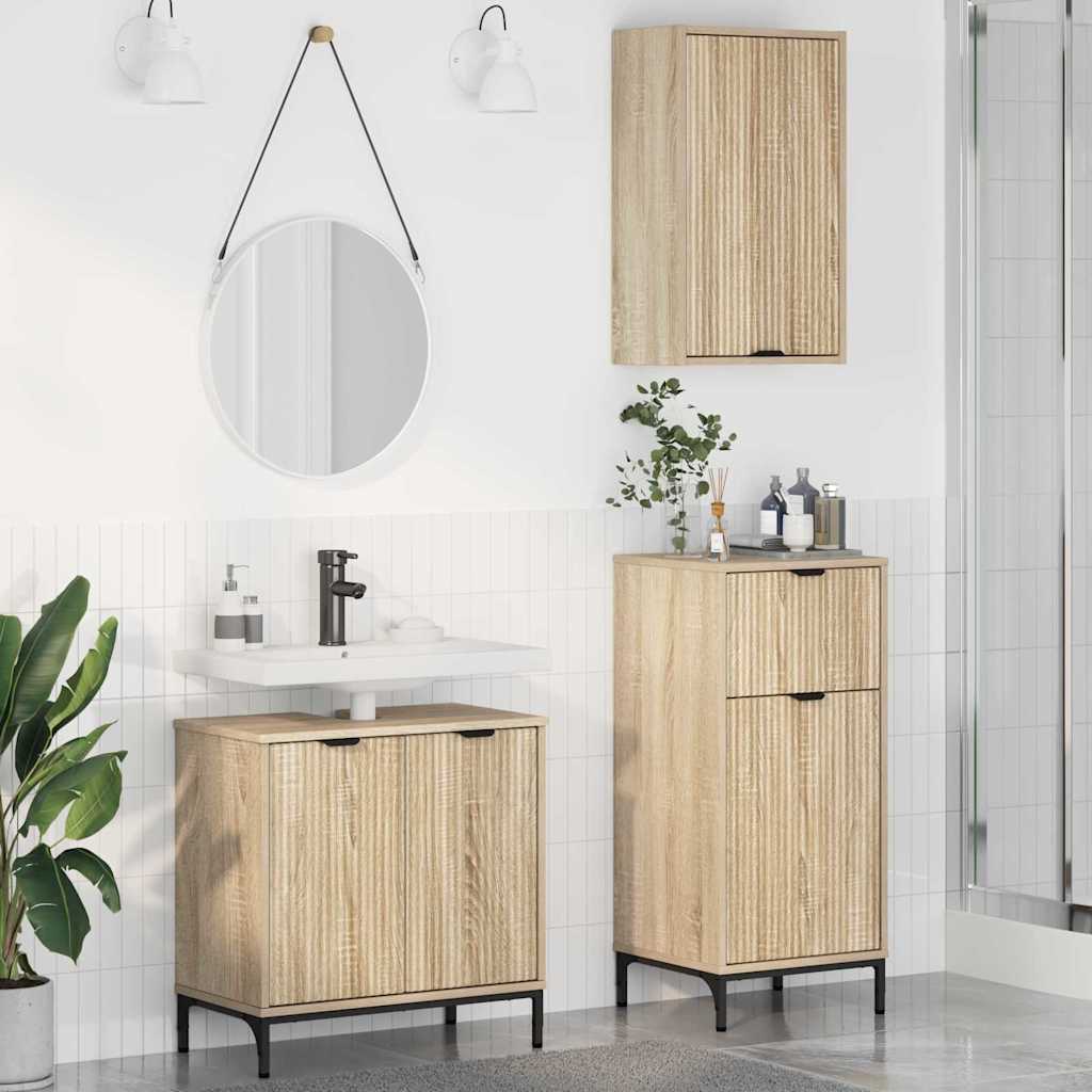 Σετ Επίπλων Μπάνιου 3 pcs Sonoma Δρυς Επεξεργασμένο ξύλο