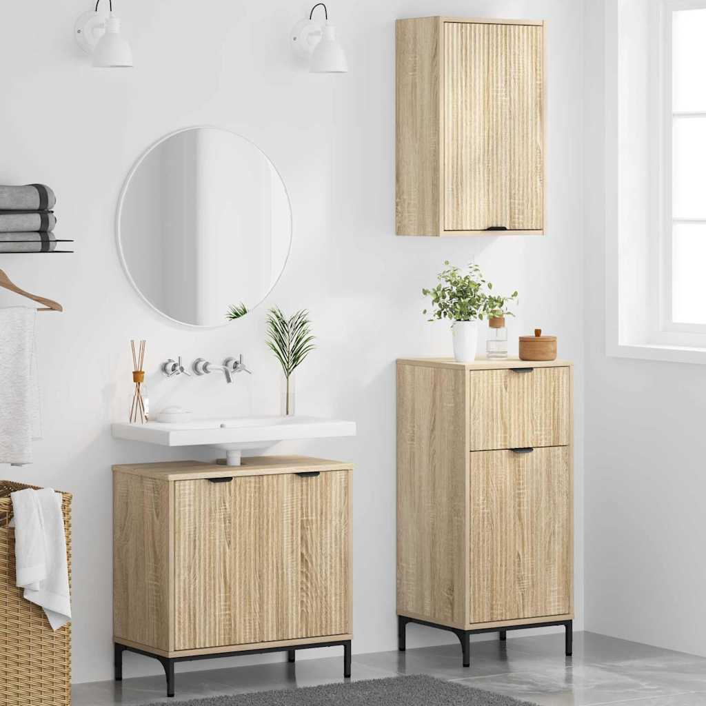 Σετ Επίπλων Μπάνιου 3 pcs Sonoma Δρυς Επεξεργασμένο ξύλο