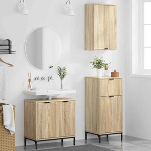 Σετ Επίπλων Μπάνιου 3 pcs Sonoma Δρυς Επεξεργασμένο ξύλο - Pakobazaar