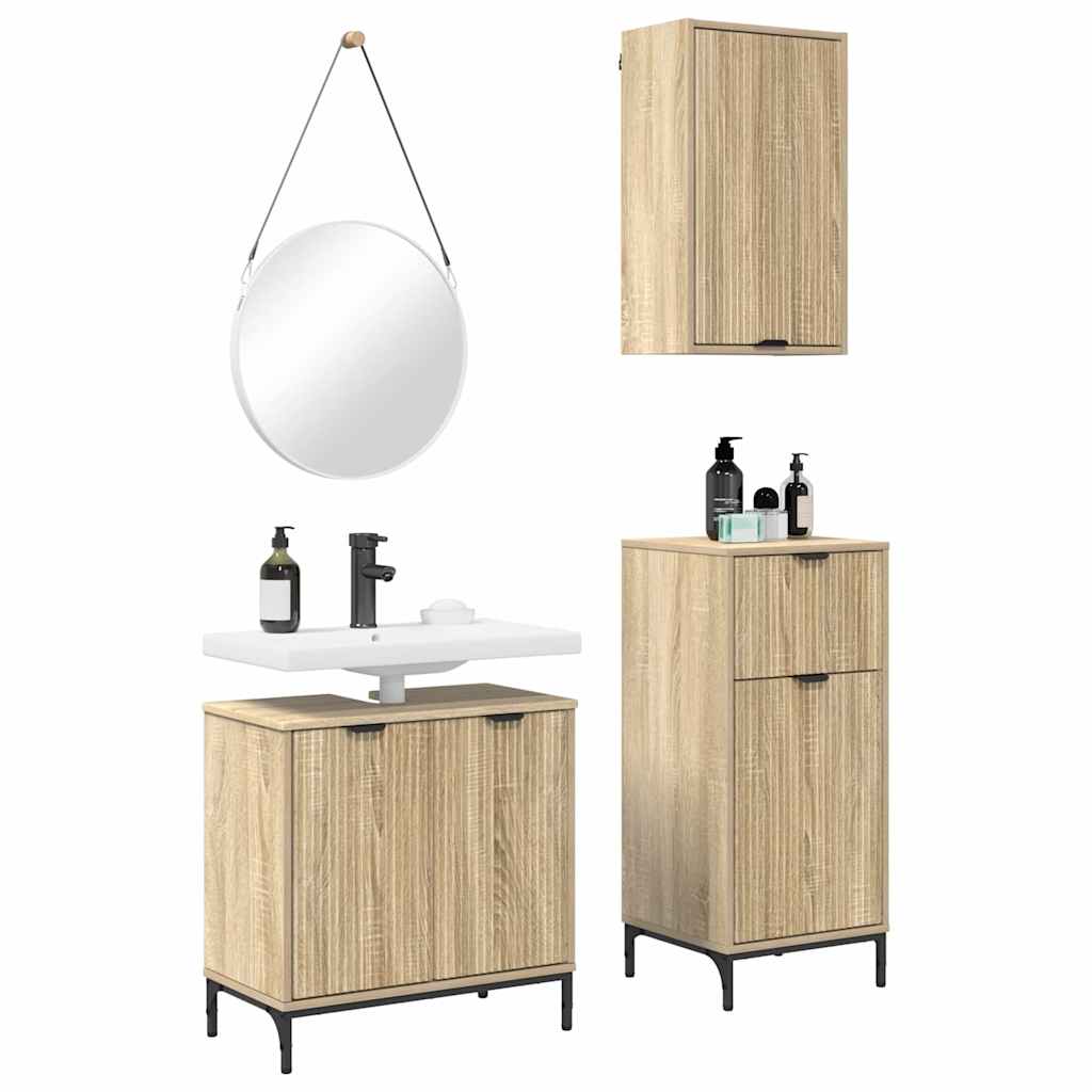 Σετ Επίπλων Μπάνιου 3 pcs Sonoma Δρυς Επεξεργασμένο ξύλο