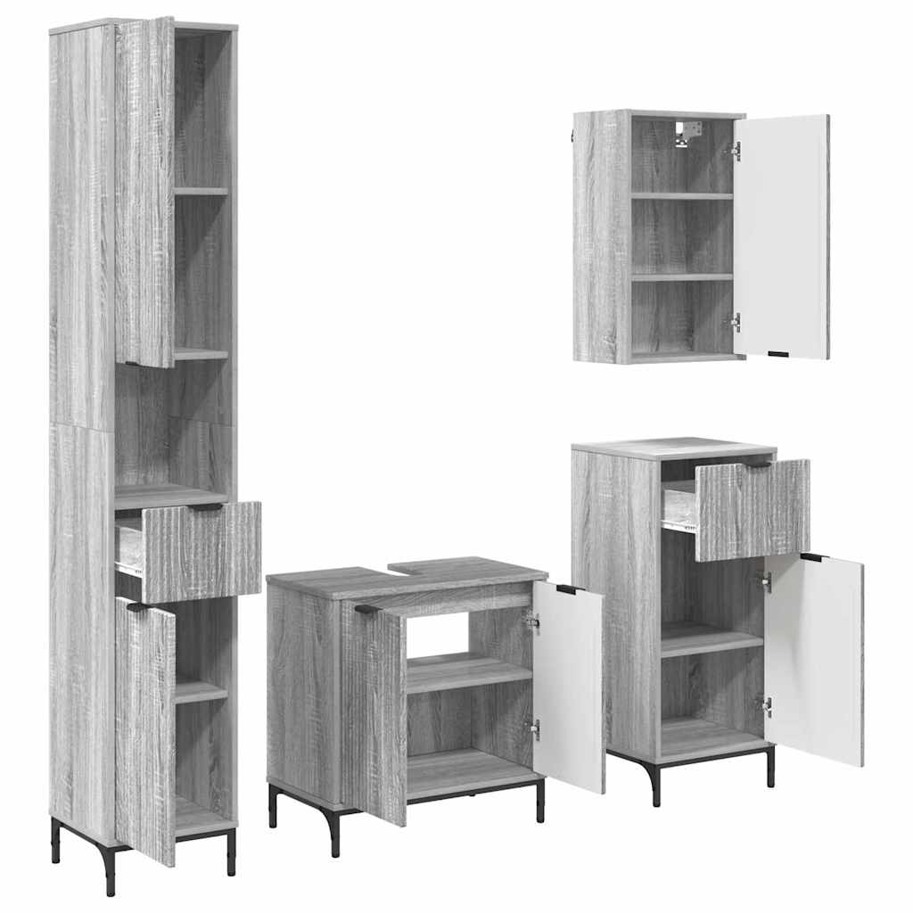 Σετ Επίπλων Μπάνιου με συρτάρι Επιτοίχιο με πόρτα Γκρίζο Σονομα