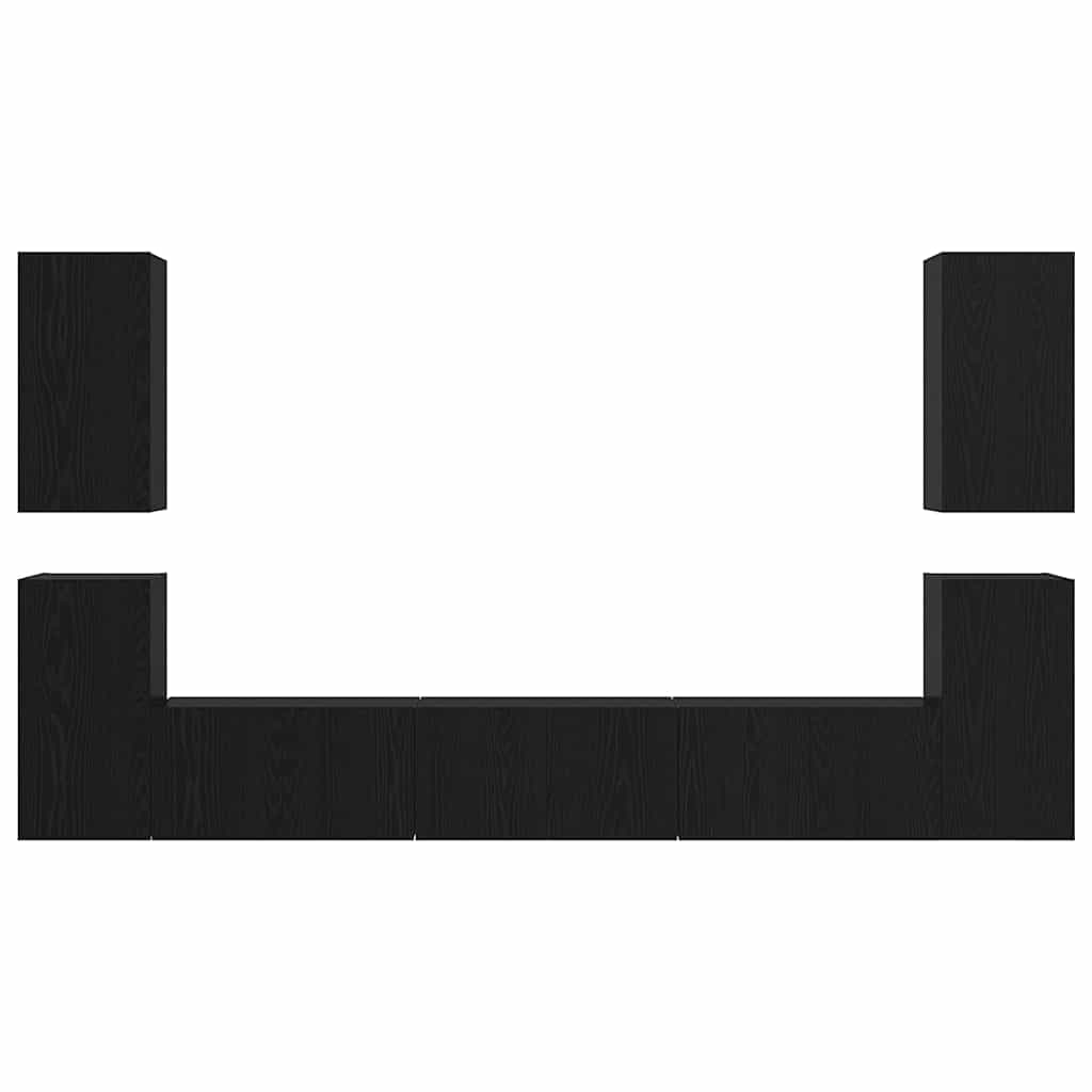 Σετ επίπλου τηλεόρασης Επιτοίχιο Μαύρη Οξυά Επεξεργασμένο ξύλο