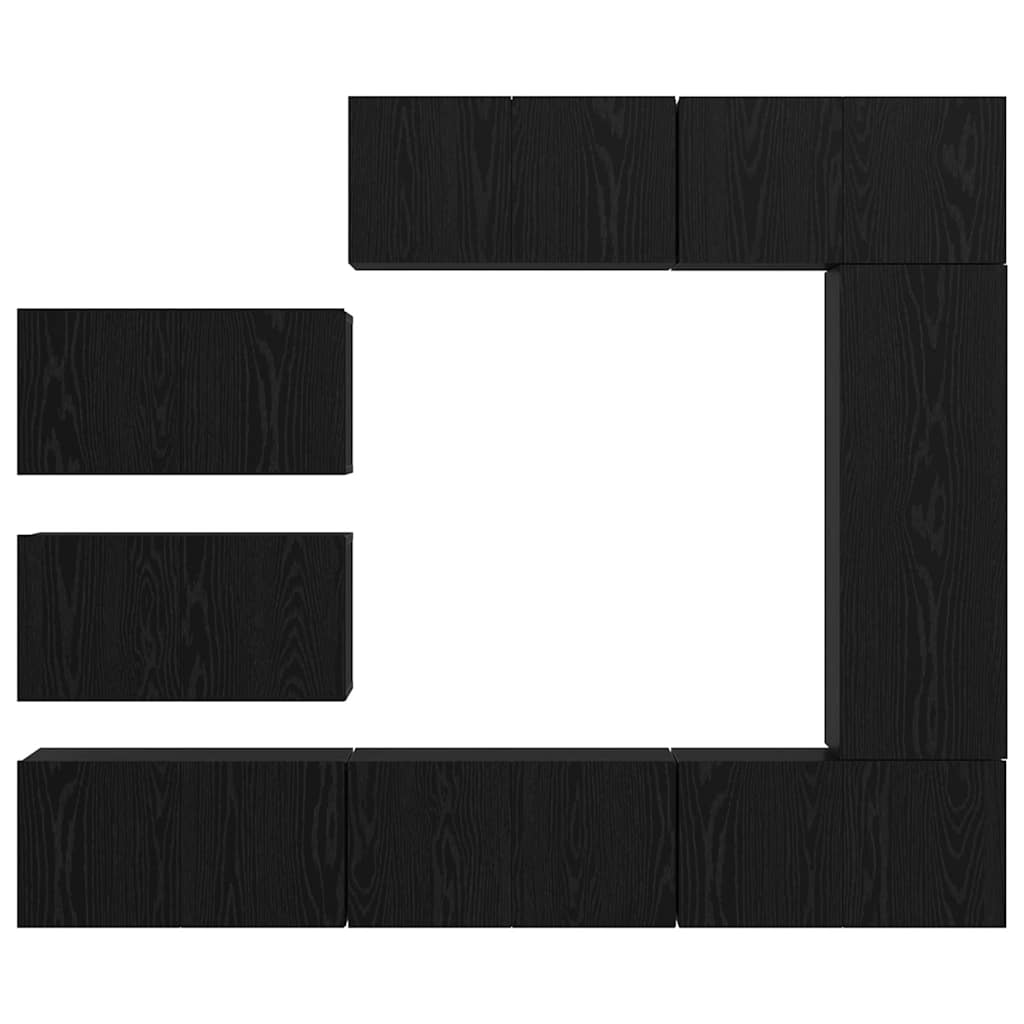 Σετ επίπλου τηλεόρασης 8 pcs Μαύρη Οξυά Επεξεργασμένο ξύλο