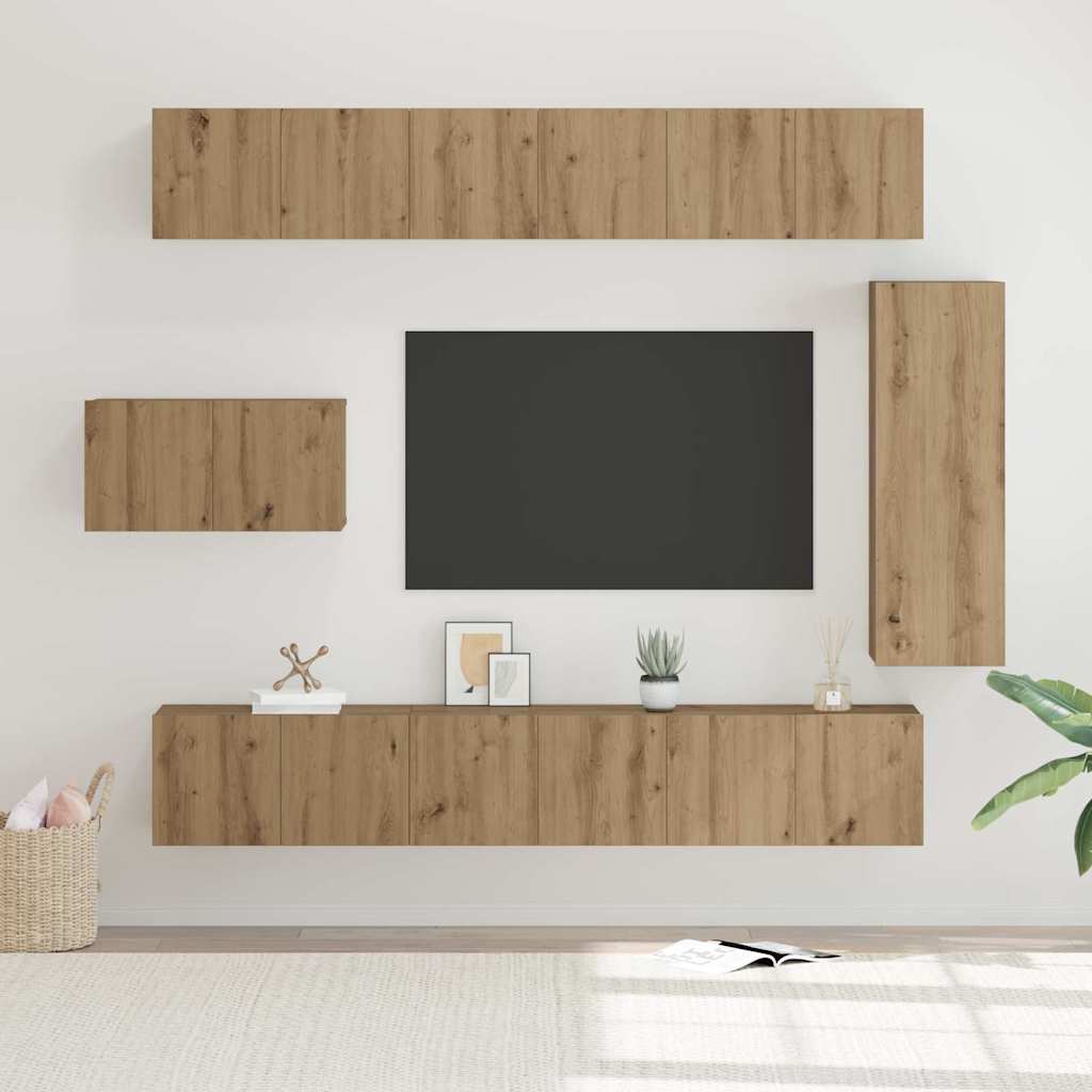 Σετ επίπλου τηλεόρασης 8 pcs Artisan Oak Επεξεργασμένο ξύλο - Pakobazaar