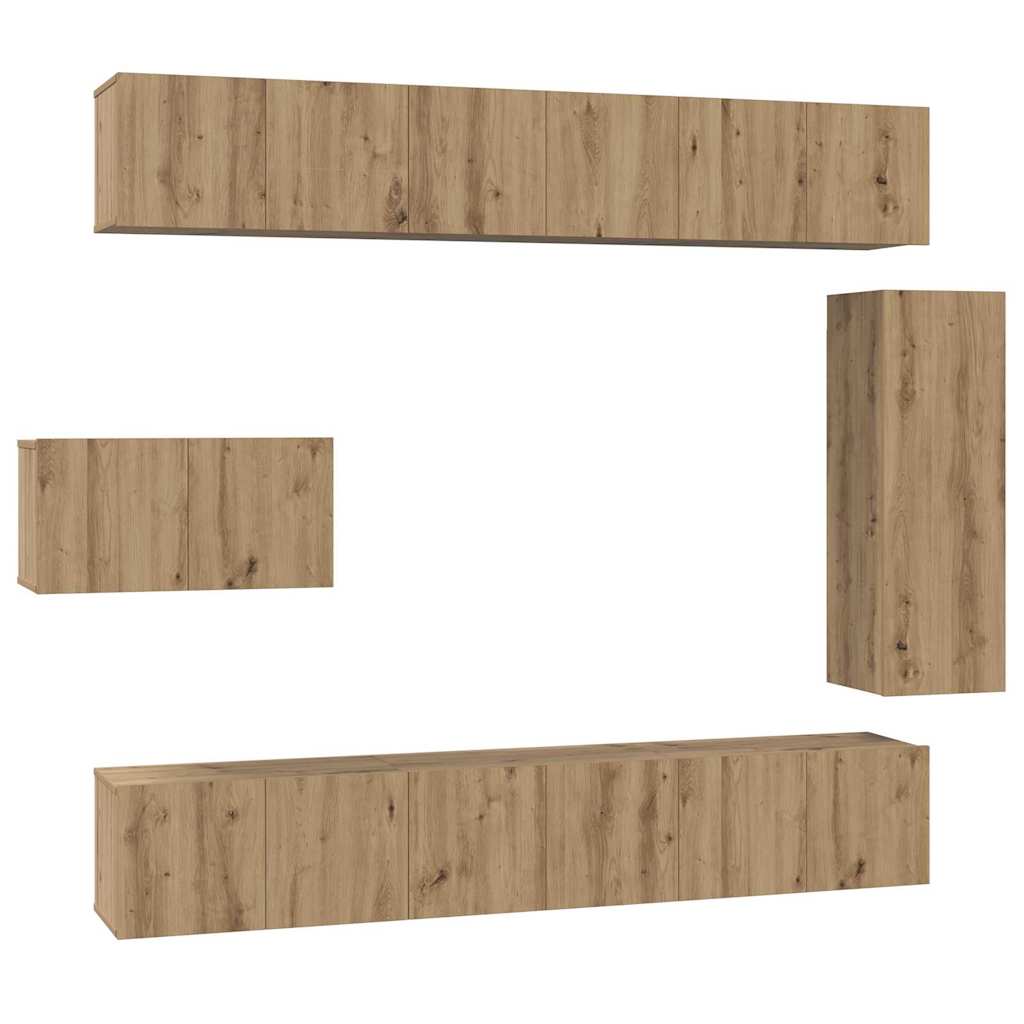 Σετ επίπλου τηλεόρασης 8 pcs Artisan Oak Επεξεργασμένο ξύλο - Pakobazaar