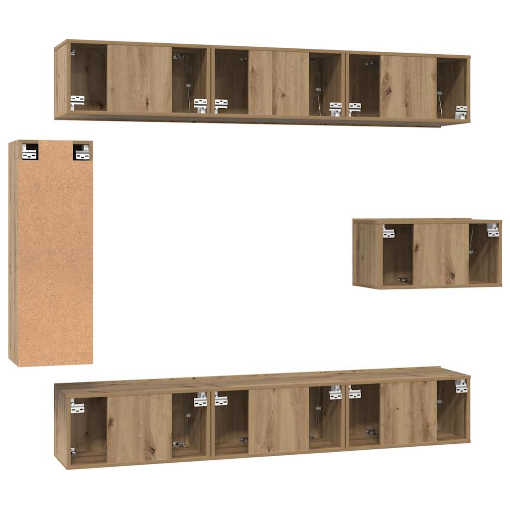 Σετ επίπλου τηλεόρασης 8 pcs Artisan Oak Επεξεργασμένο ξύλο - Pakobazaar