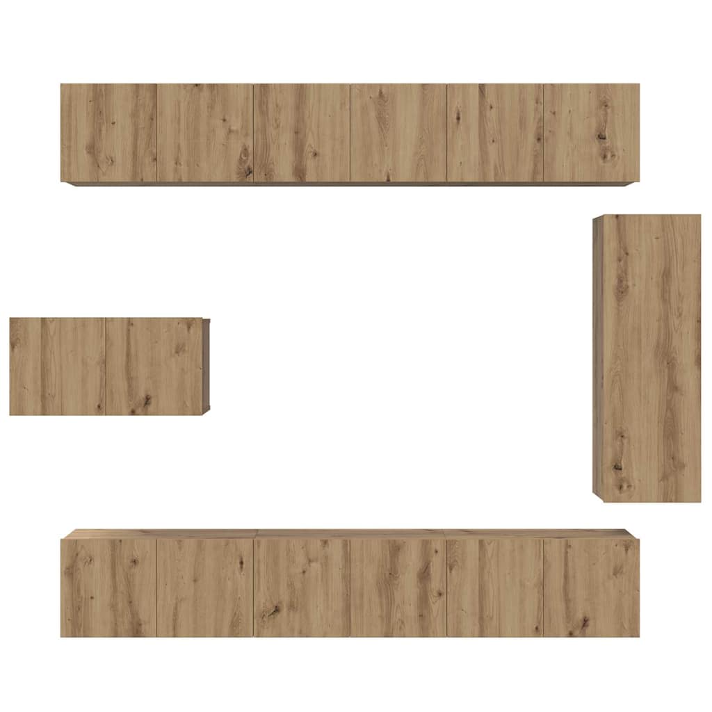 Σετ επίπλου τηλεόρασης 8 pcs Artisan Oak Επεξεργασμένο ξύλο - Pakobazaar