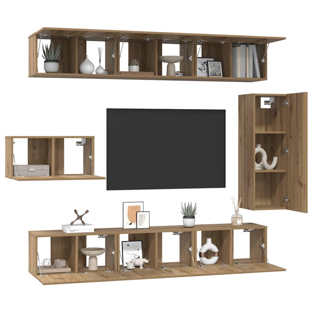 Σετ επίπλου τηλεόρασης 8 pcs Artisan Oak Επεξεργασμένο ξύλο - Pakobazaar