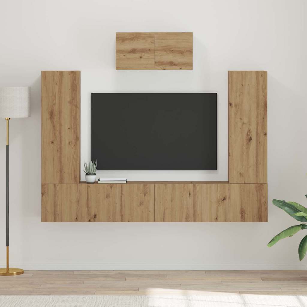 Σετ επίπλου τηλεόρασης 7 pcs Artisan Oak Επεξεργασμένο ξύλο