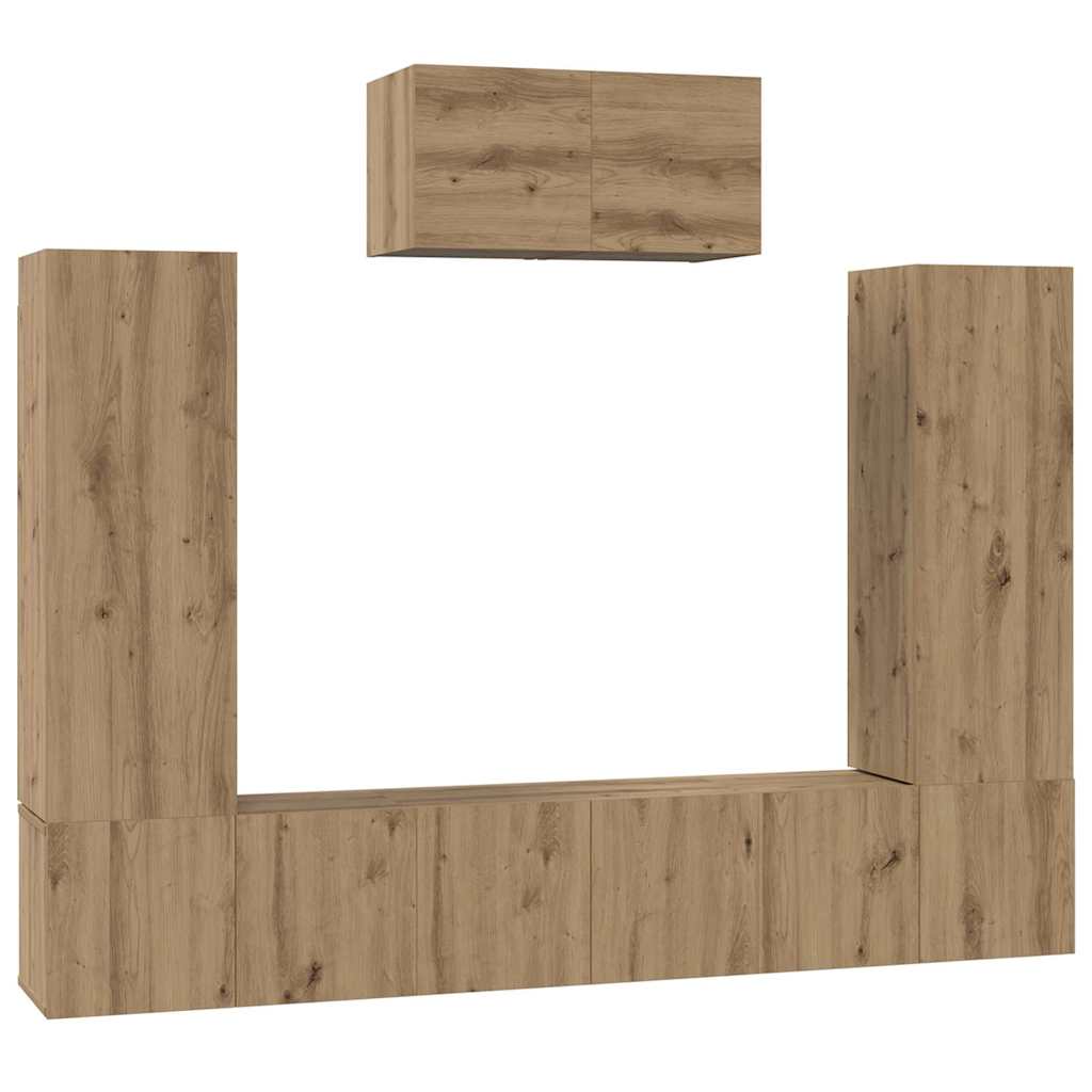 Σετ επίπλου τηλεόρασης 7 pcs Artisan Oak Επεξεργασμένο ξύλο