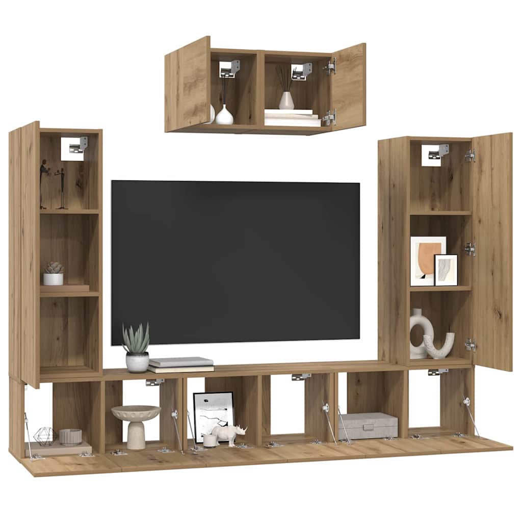 Σετ επίπλου τηλεόρασης 7 pcs Artisan Oak Επεξεργασμένο ξύλο