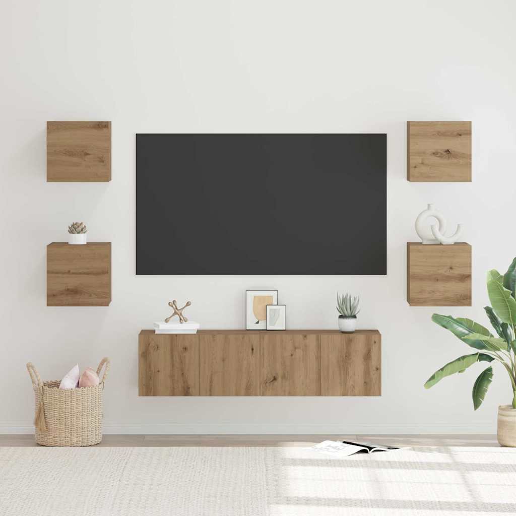 Σετ επίπλου τηλεόρασης 6 pcs Artisan Oak Επεξεργασμένο ξύλο - Pakobazaar