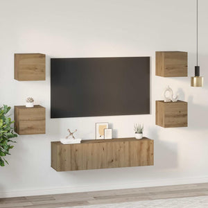 Σετ επίπλου τηλεόρασης 6 pcs Artisan Oak Επεξεργασμένο ξύλο - Pakobazaar