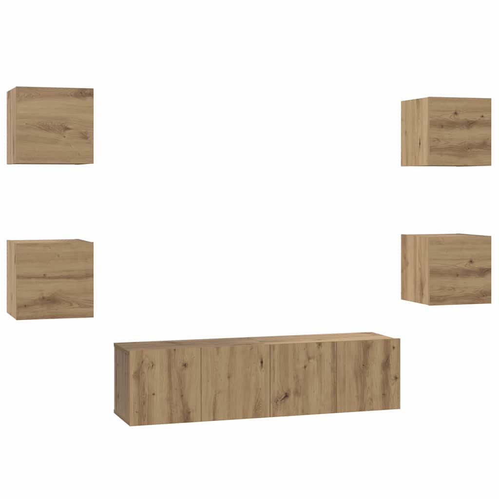 Σετ επίπλου τηλεόρασης 6 pcs Artisan Oak Επεξεργασμένο ξύλο - Pakobazaar