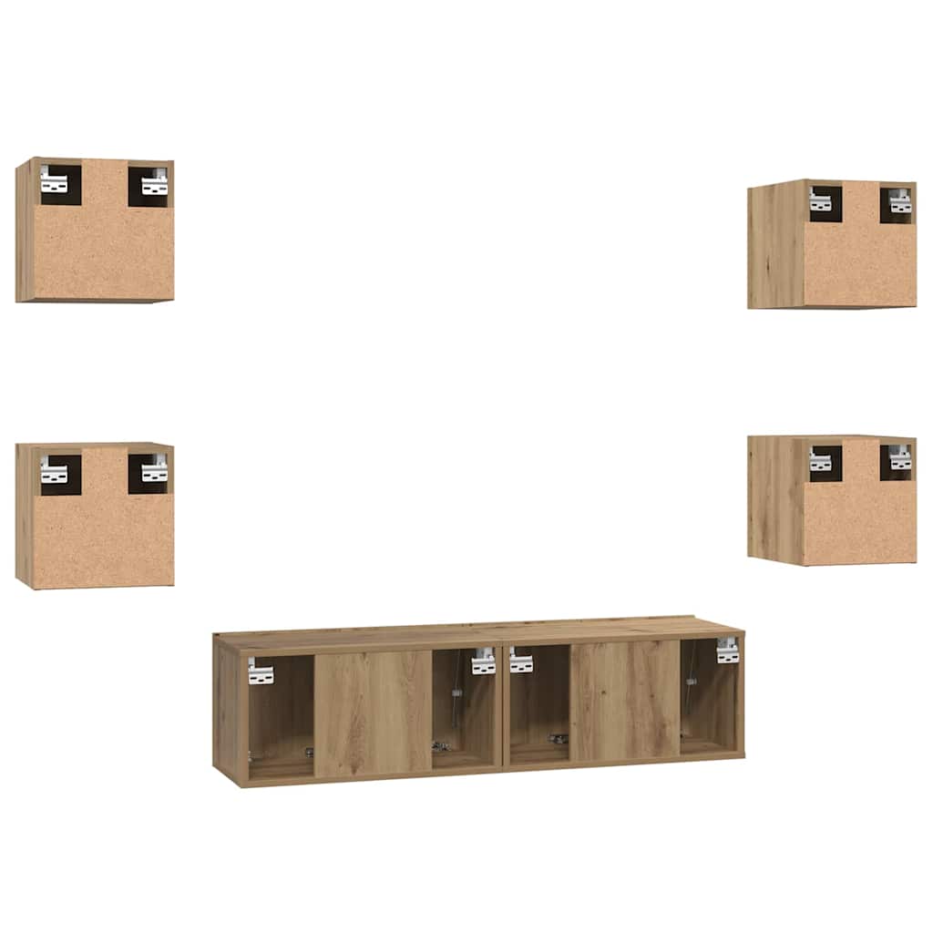 Σετ επίπλου τηλεόρασης 6 pcs Artisan Oak Επεξεργασμένο ξύλο - Pakobazaar