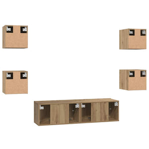 Σετ επίπλου τηλεόρασης 6 pcs Artisan Oak Επεξεργασμένο ξύλο - Pakobazaar