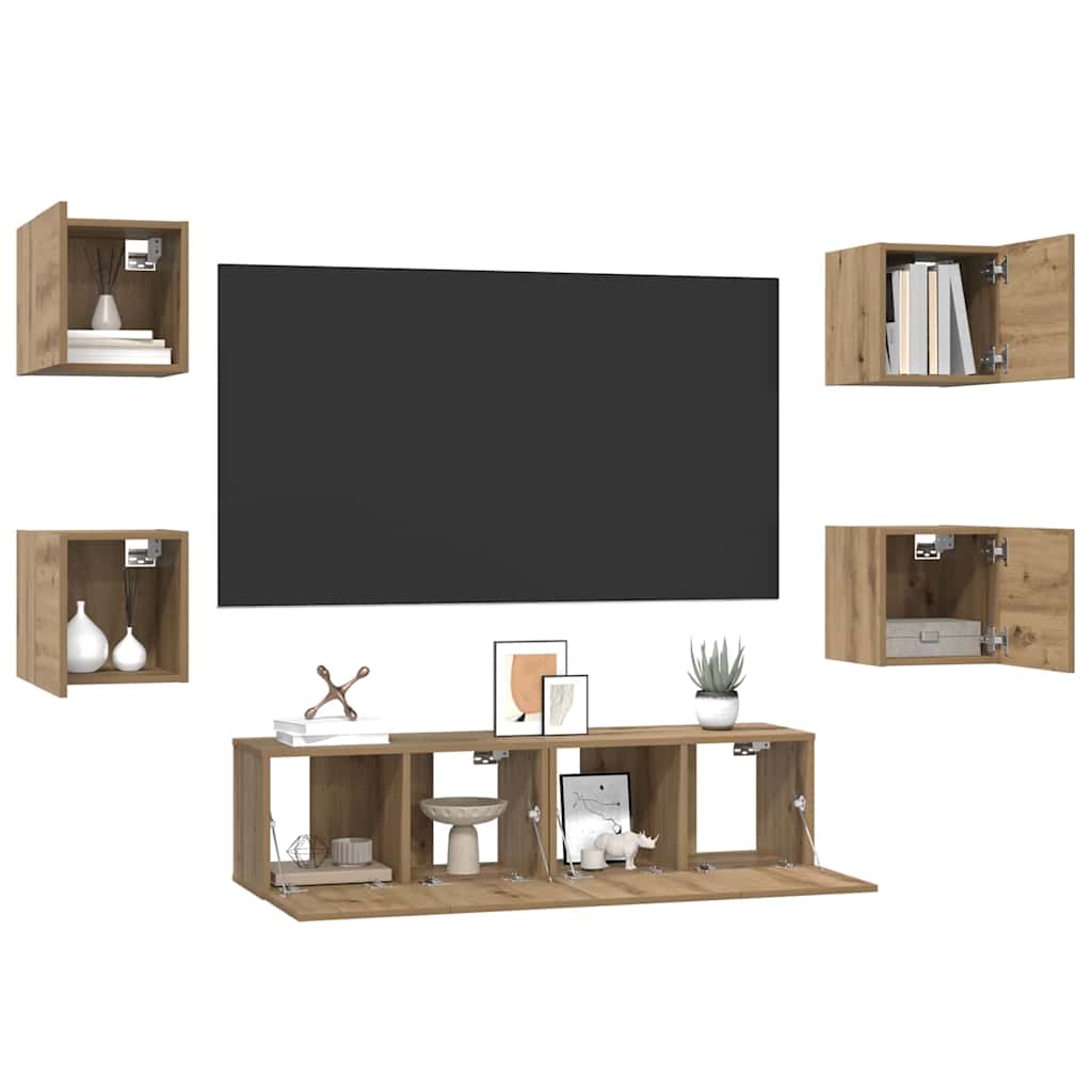 Σετ επίπλου τηλεόρασης 6 pcs Artisan Oak Επεξεργασμένο ξύλο - Pakobazaar