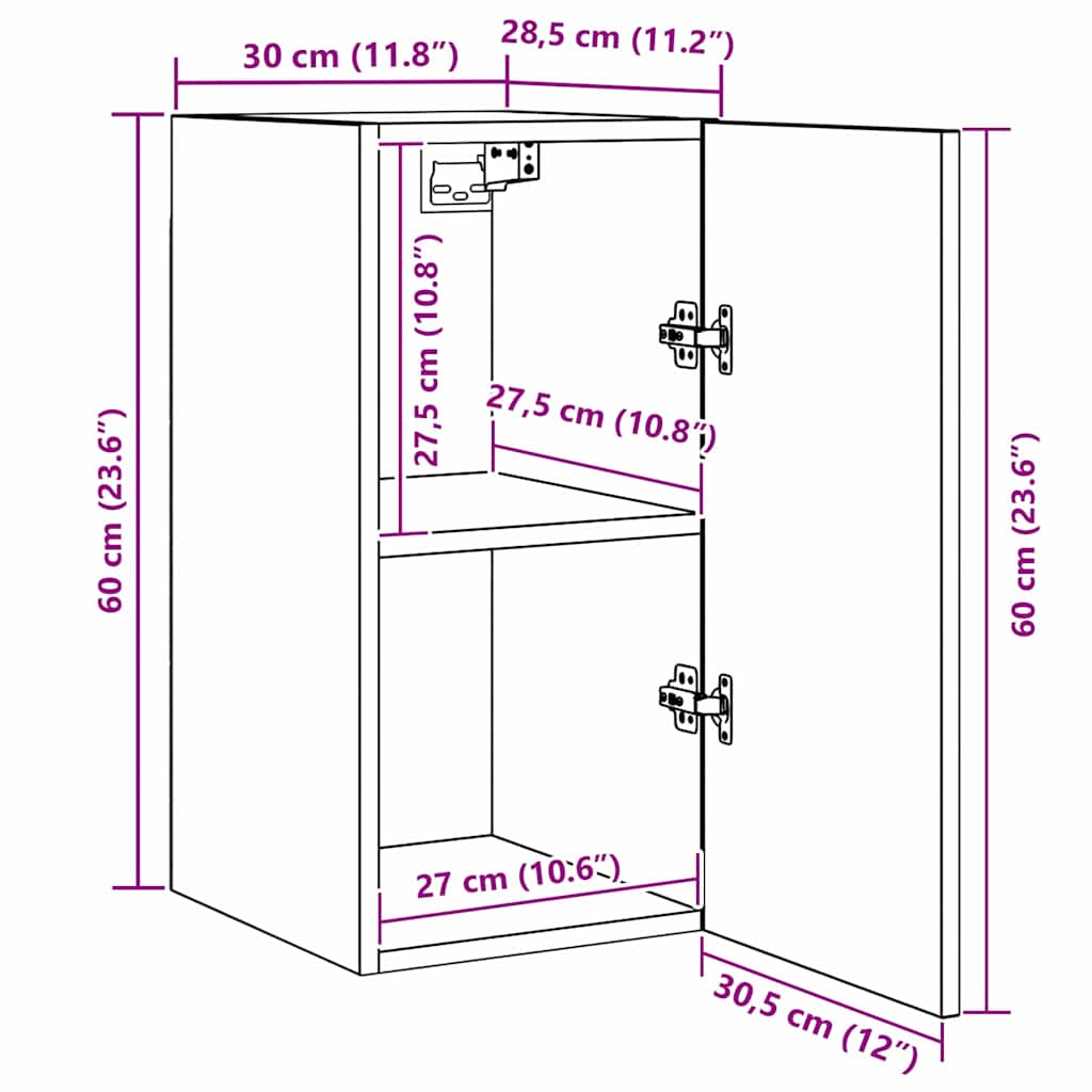 Σετ επίπλου τηλεόρασης 7 pcs Μαύρη Οξυά 30,5 x 30 x 60 εκ.