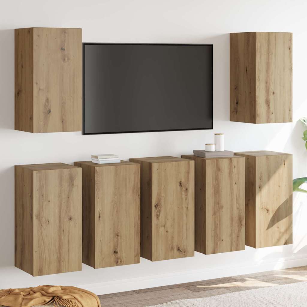 Σετ επίπλου τηλεόρασης 7 τμχ. Artisan Oak Επεξεργασμένο Ξύλο - Pakobazaar