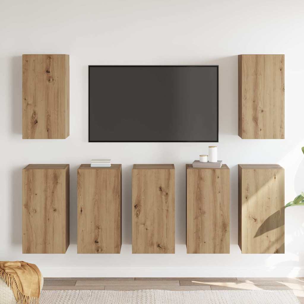 Σετ επίπλου τηλεόρασης 7 τμχ. Artisan Oak Επεξεργασμένο Ξύλο - Pakobazaar
