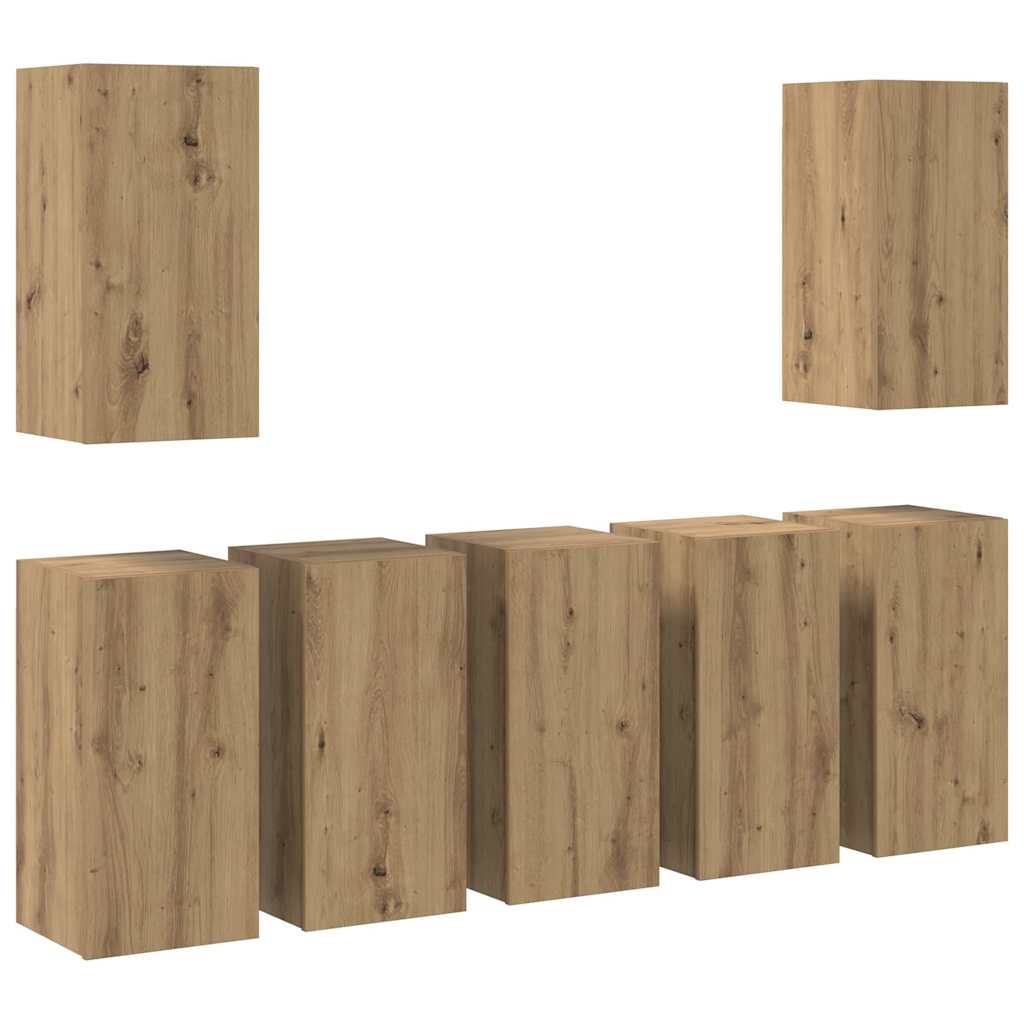 Σετ επίπλου τηλεόρασης 7 τμχ. Artisan Oak Επεξεργασμένο Ξύλο - Pakobazaar