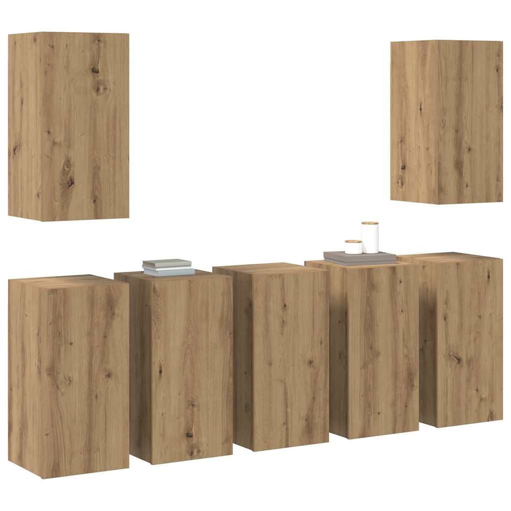 Σετ επίπλου τηλεόρασης 7 τμχ. Artisan Oak Επεξεργασμένο Ξύλο - Pakobazaar