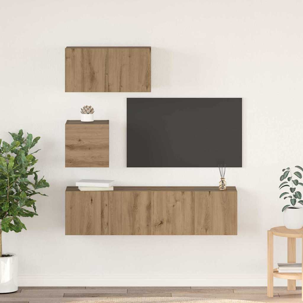 Σετ επίπλου τηλεόρασης 4 pcs Artisan Oak Επεξεργασμένο ξύλο