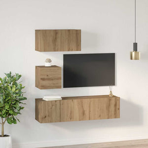 Σετ επίπλου τηλεόρασης 4 pcs Artisan Oak Επεξεργασμένο ξύλο - Pakobazaar
