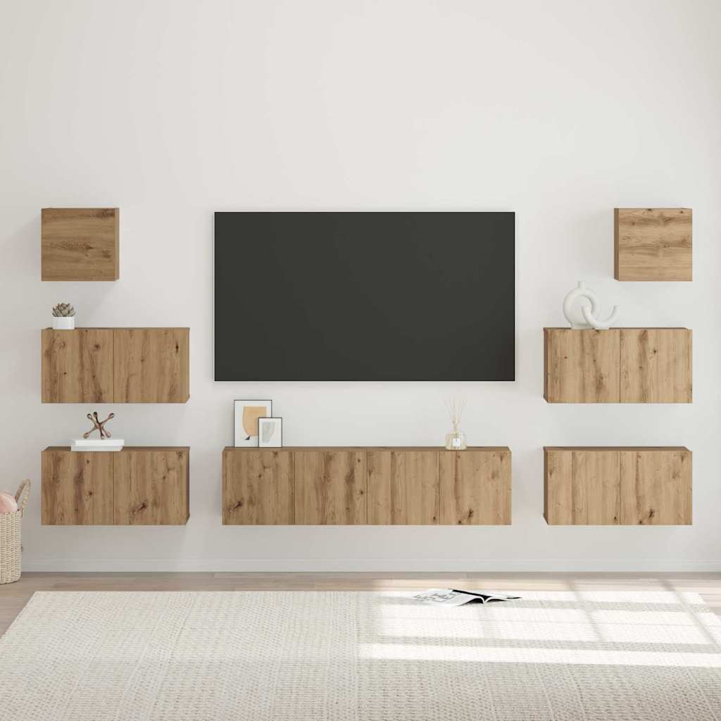 Σετ επίπλου τηλεόρασης 8 τμχ. Artisan Oak Επεξεργασμένο Ξύλο - Pakobazaar