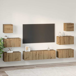 Σετ επίπλου τηλεόρασης 8 τμχ. Artisan Oak Επεξεργασμένο Ξύλο - Pakobazaar